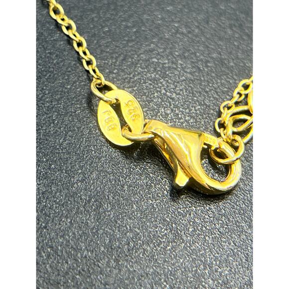 BBJ Sterling Silver Gold Plated Round Cz Blue Spinel Pendant Chain Necklace - Picture 5 of 10